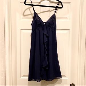 Anthropologie Navy Slip Dress with Ruffle